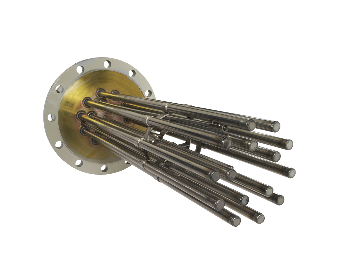 Flange immersion heater for industry